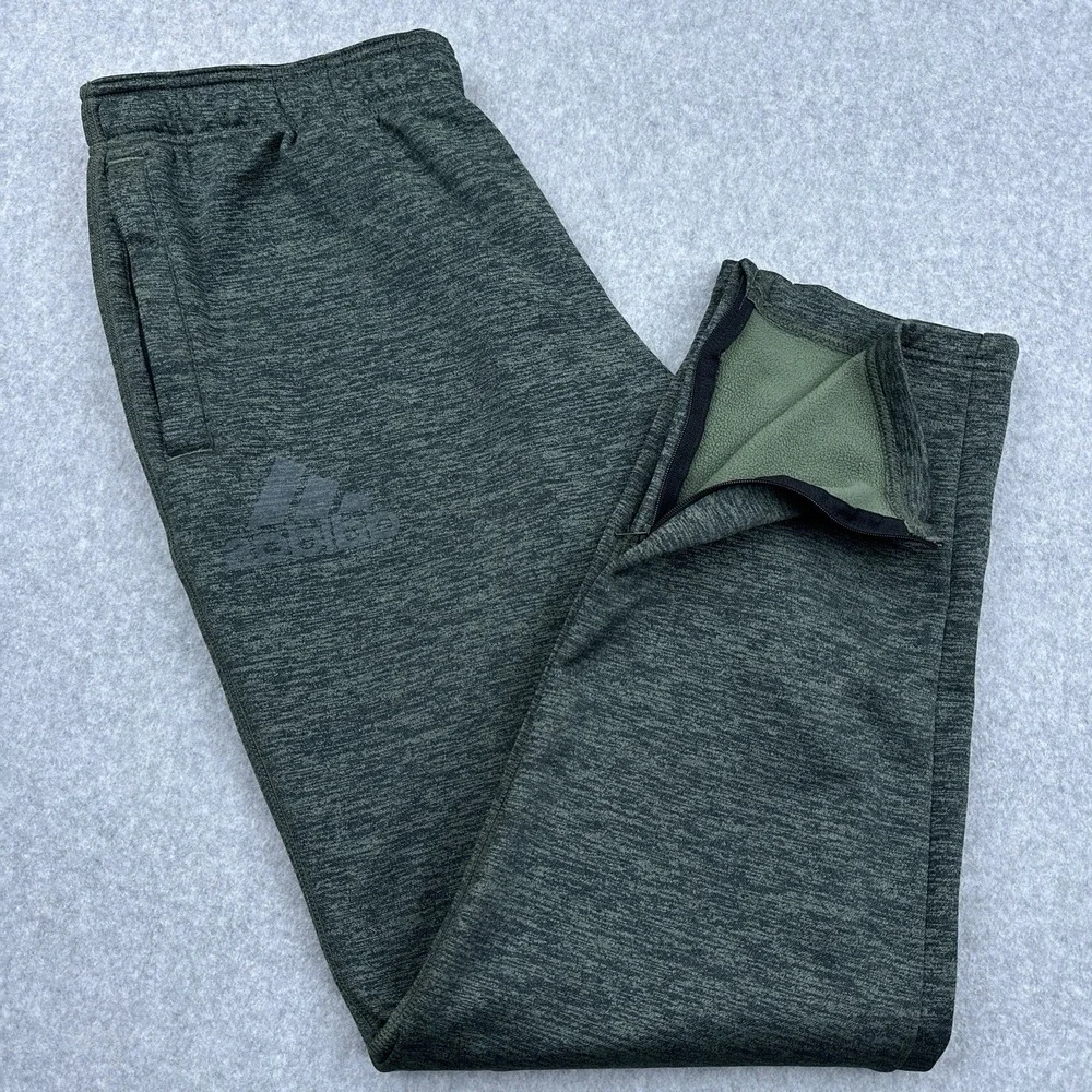 Adidas Team Issue Climawarm Sweatpants Mens Large Green Fleece Stretch Ankle Zip